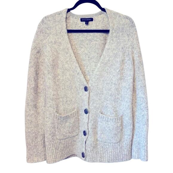 Banana Republic Alpaca blend light heathered  gray grandpa cardigan. Size S - Picture 1 of 5